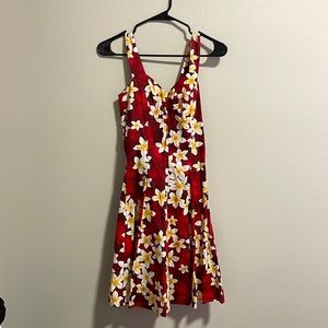 Ruby red tropical Hawaiian dress